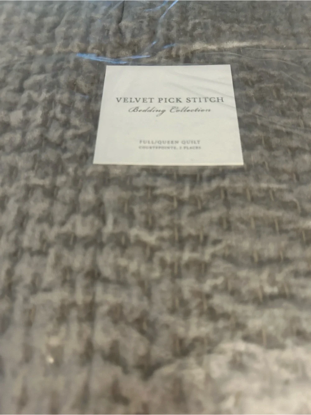 Restoration Hardware Velvet Pick Stitch Queen/Full Comforter Set in Champagne